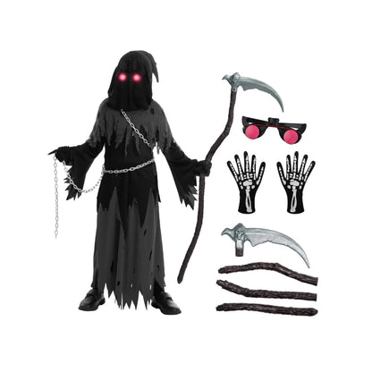 Spectral Scythe Costume Set for Kids with Luminous Eyes