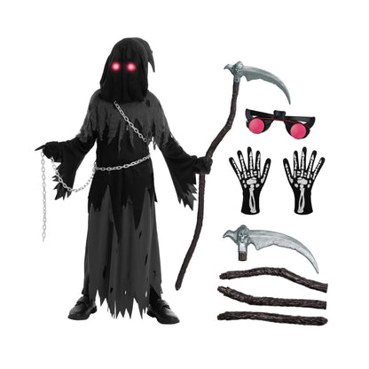 Spectral Scythe Costume Set for Kids with Luminous Eyes