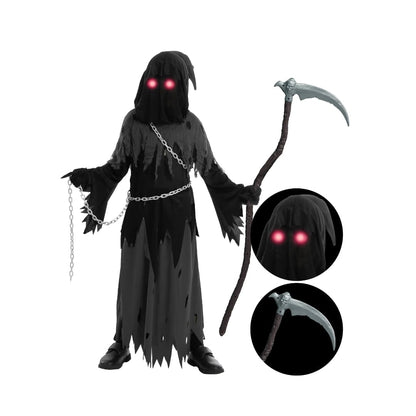 Spectral Scythe Costume Set for Kids with Luminous Eyes