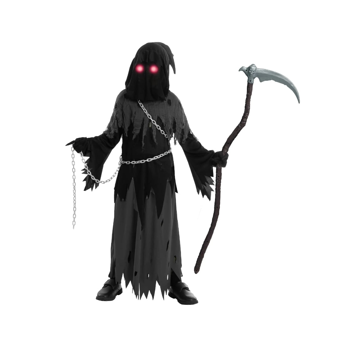 Spectral Scythe Costume Set for Kids with Luminous Eyes