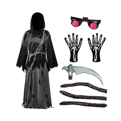 Spectral Scythe Costume Set for Kids with Luminous Eyes
