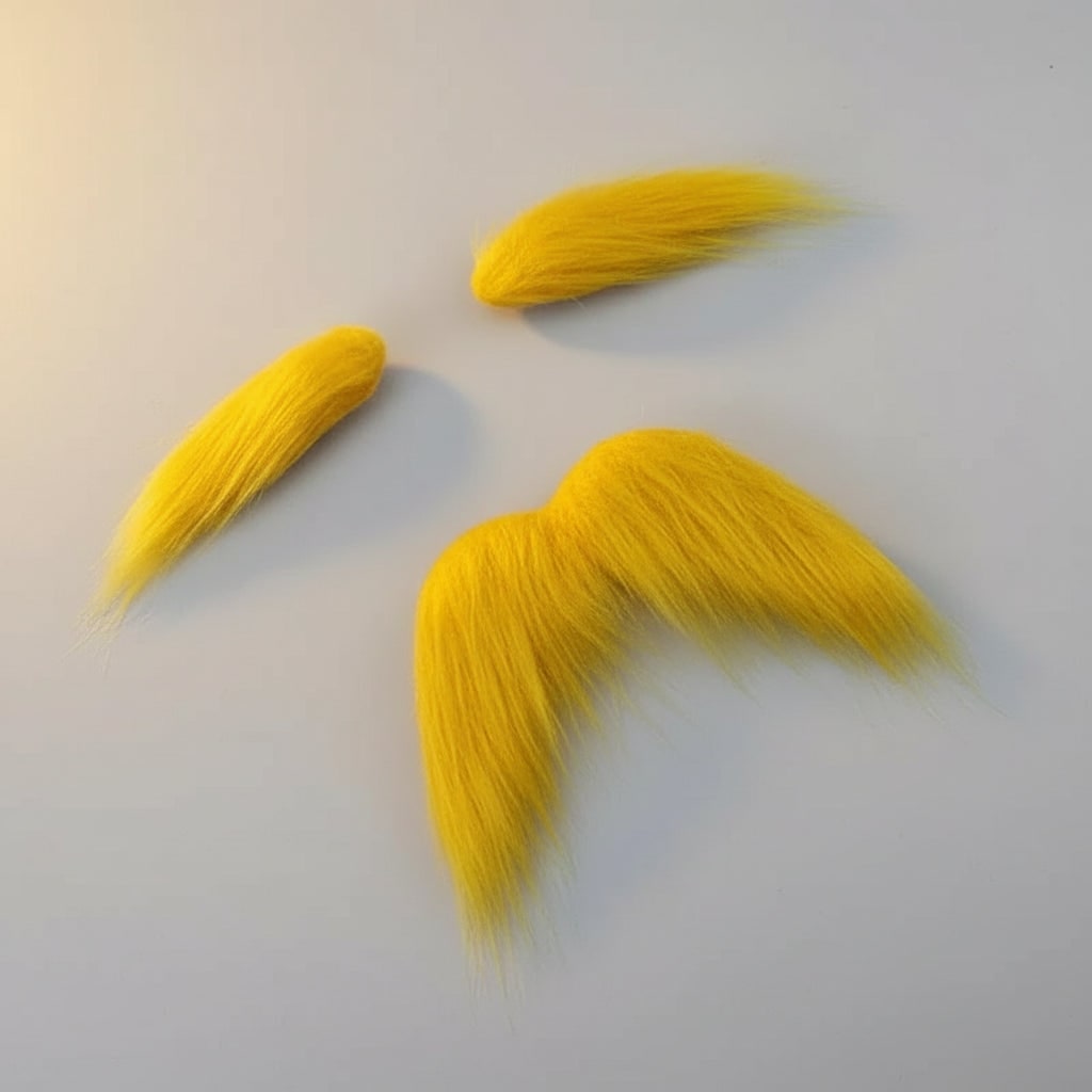 Vibrant Yellow Fake Mustache and Eyebrow Set for Costumes