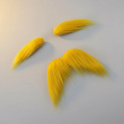 Vibrant Yellow Fake Mustache and Eyebrow Set for Costumes