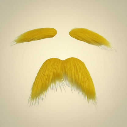Vibrant Yellow Fake Mustache and Eyebrow Set for Costumes