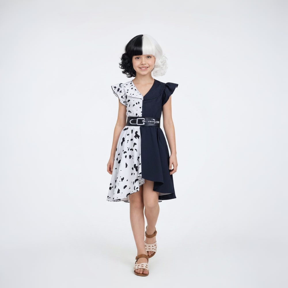 Children's Spotted Villain Costume with Cape and Wig