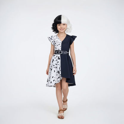 Children's Spotted Villain Costume with Cape and Wig