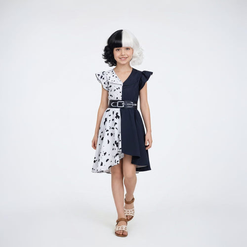 Children's Spotted Villain Costume with Cape and Wig