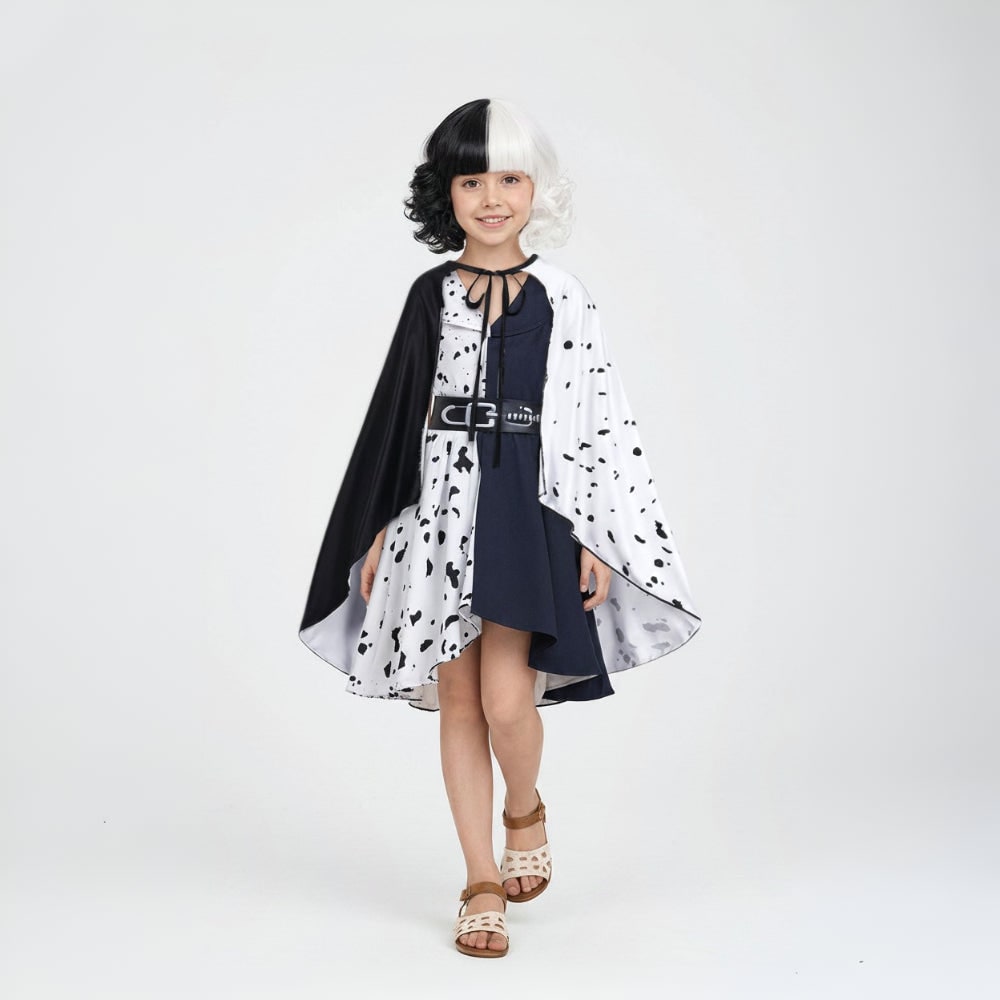 Children's Spotted Villain Costume with Cape and Wig