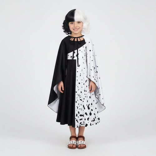 Charming Villainess Costume for Kids with Dramatic Cape and Wig