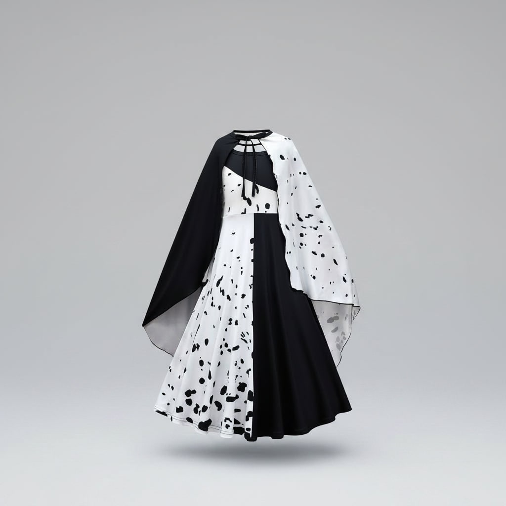 Charming Villainess Costume for Kids with Dramatic Cape and Wig