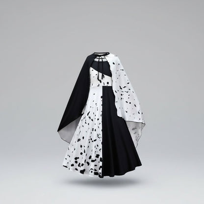 Charming Villainess Costume for Kids with Dramatic Cape and Wig