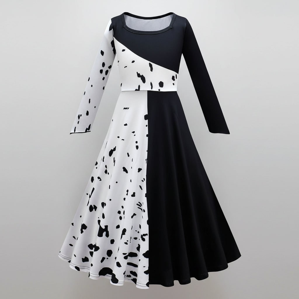 Charming Villainess Costume for Kids with Dramatic Cape and Wig
