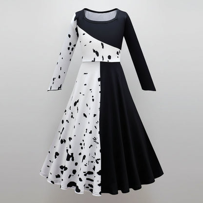 Charming Villainess Costume for Kids with Dramatic Cape and Wig