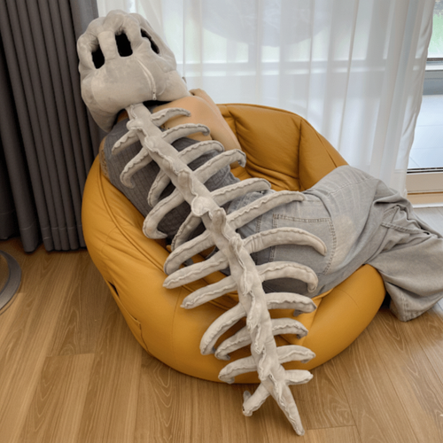 Spooky Dinosaur Skull Beanie with Plush Tail for Kids