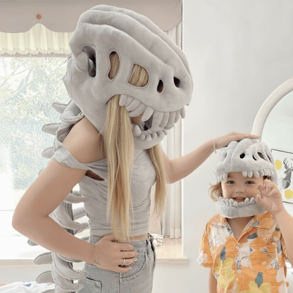 Spooky Dinosaur Skull Beanie with Plush Tail for Kids