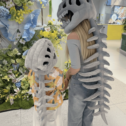 Spooky Dinosaur Skull Beanie with Plush Tail for Kids