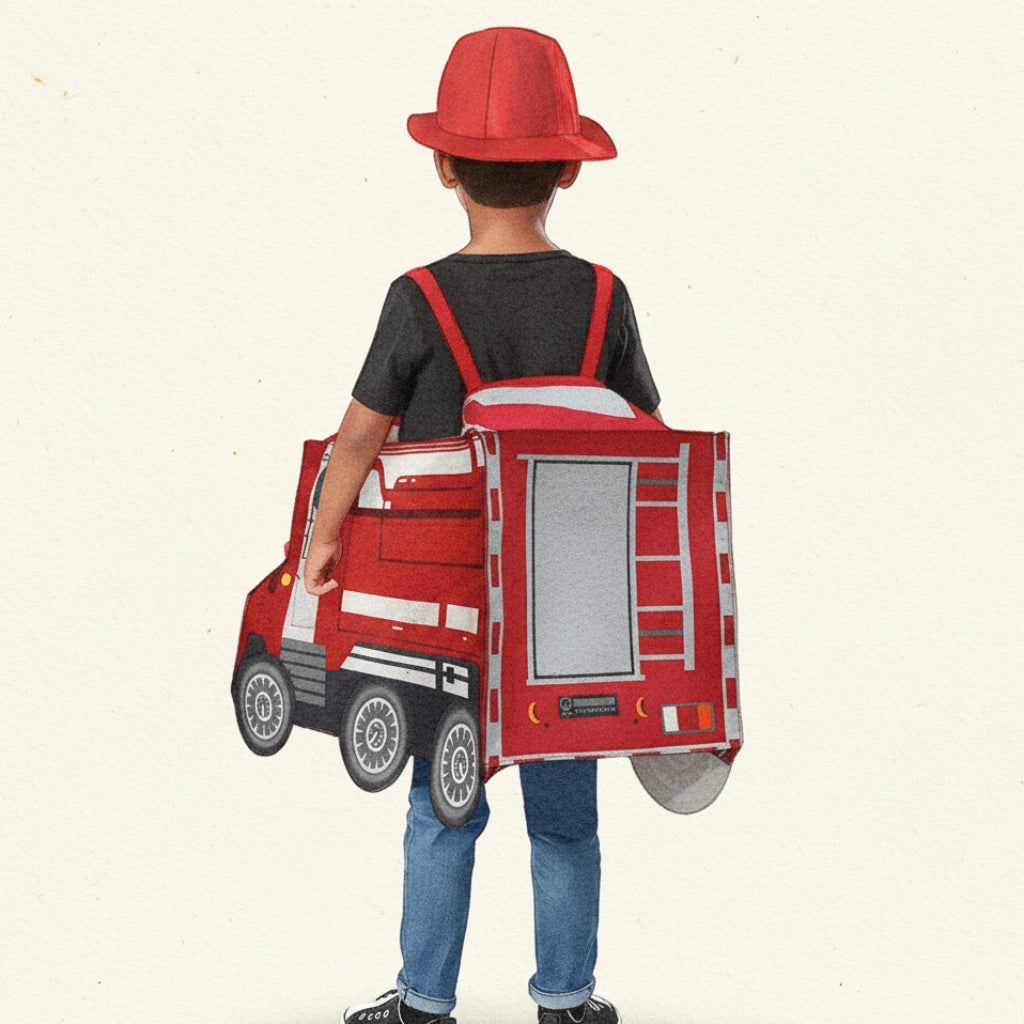 Heroic Firefighter Outfit for Kids with Reflective Safety Stripes and Hat