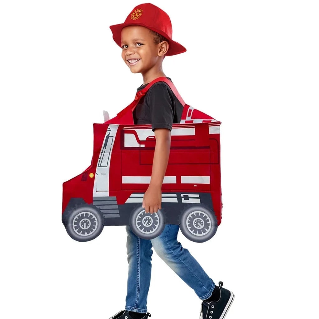Heroic Firefighter Outfit for Kids with Reflective Safety Stripes and Hat