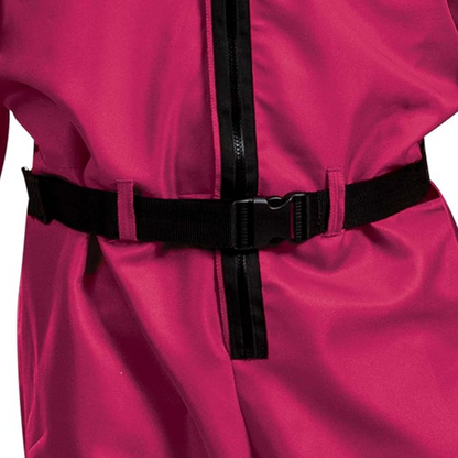 Kids' Pink Hooded Costume Jumpsuit with Face Mask and Pockets