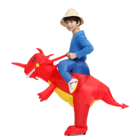 Dino Dash Inflatable Costume with Fan – Ride-On Fun for Kids