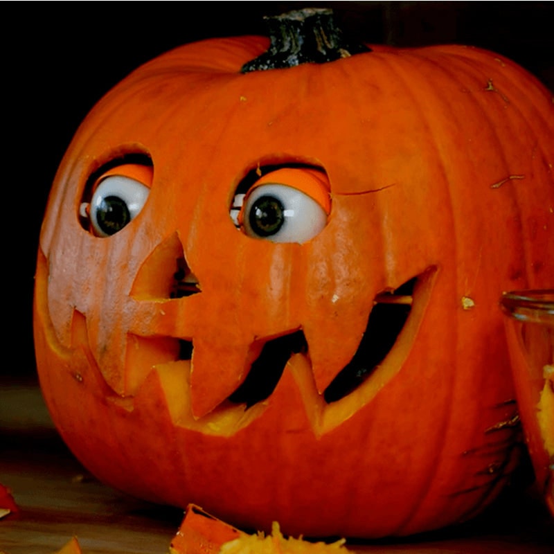 Animated Spooky Pumpkin with Lifelike Moving Eyes for Halloween Fun