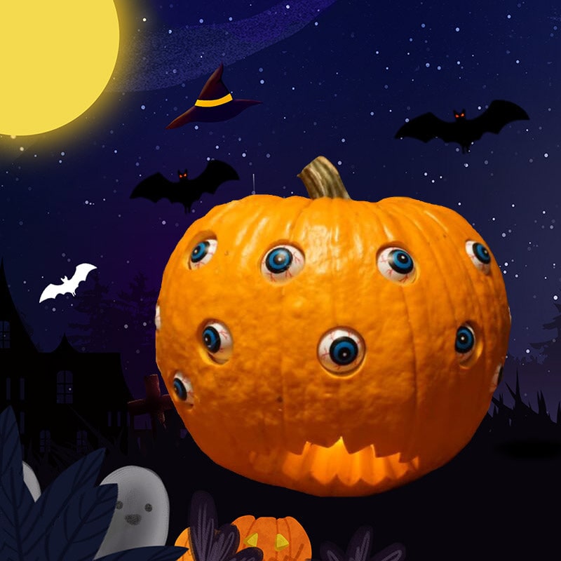 Animated Spooky Pumpkin with Lifelike Moving Eyes for Halloween Fun