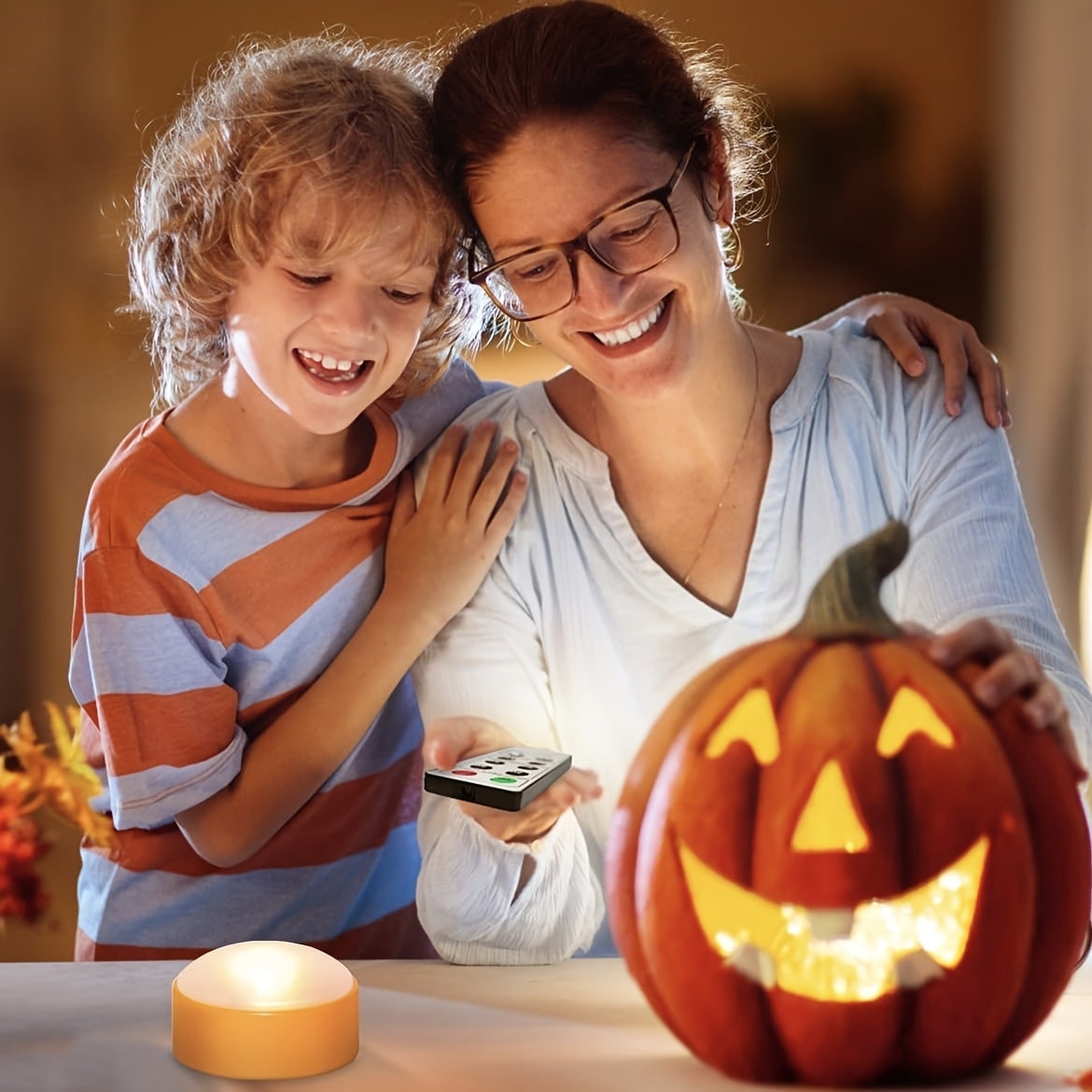 Remote-Controlled Pumpkin LED Lights for Spooktacular Decor