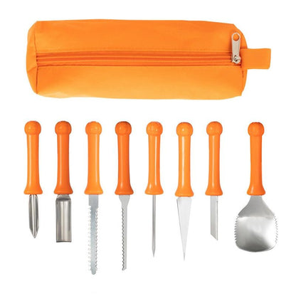 Deluxe Pumpkin Carving Set for Spooky Halloween Creations - 8-Piece Stainless Steel Collection