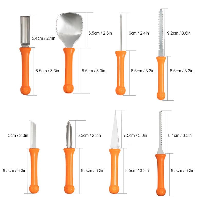 Deluxe Pumpkin Carving Set for Spooky Halloween Creations - 8-Piece Stainless Steel Collection