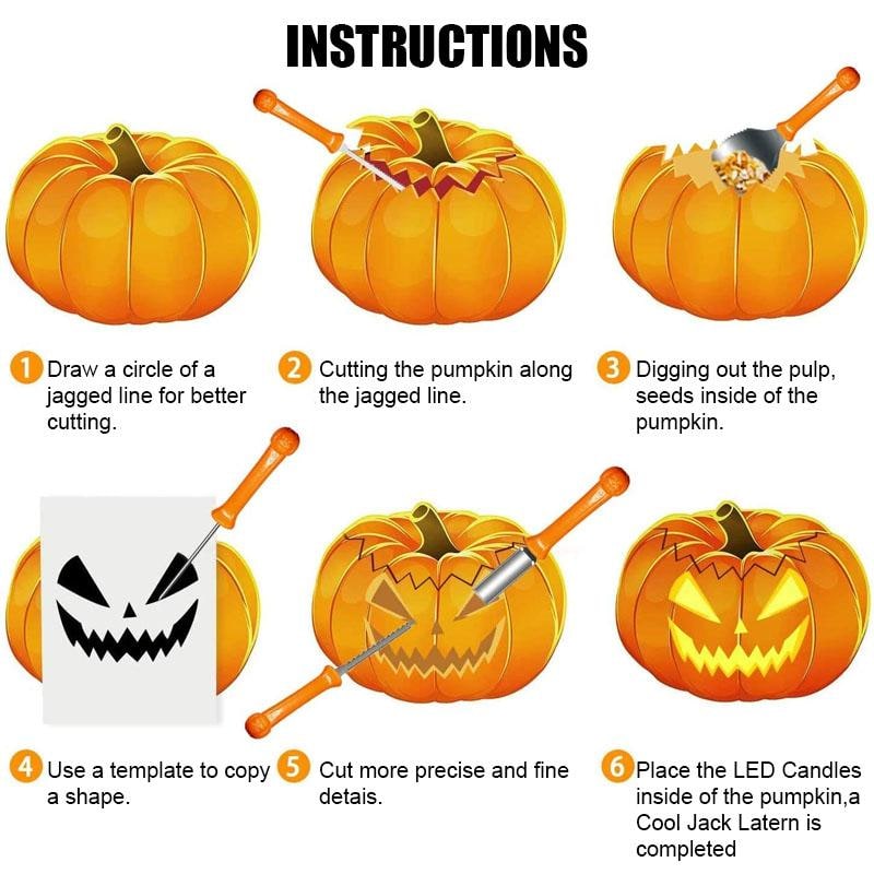 Deluxe Pumpkin Carving Set for Spooky Halloween Creations - 8-Piece Stainless Steel Collection