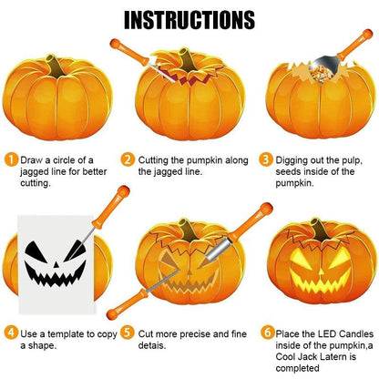 Deluxe Pumpkin Carving Set for Spooky Halloween Creations - 8-Piece Stainless Steel Collection