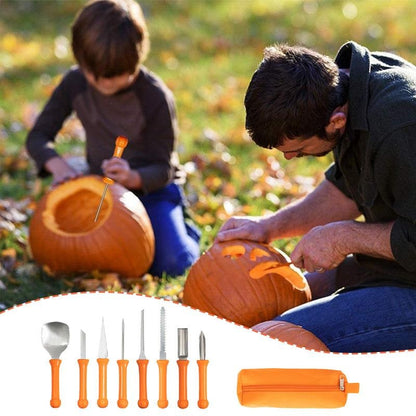 Deluxe Pumpkin Carving Set for Spooky Halloween Creations - 8-Piece Stainless Steel Collection