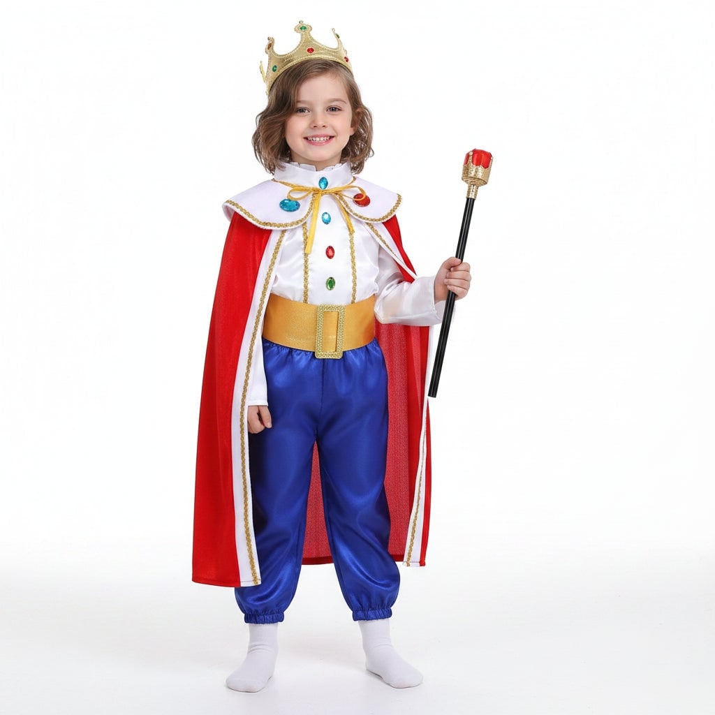 Majestic Prince Dress-Up Ensemble for Kids with Crown and Cape