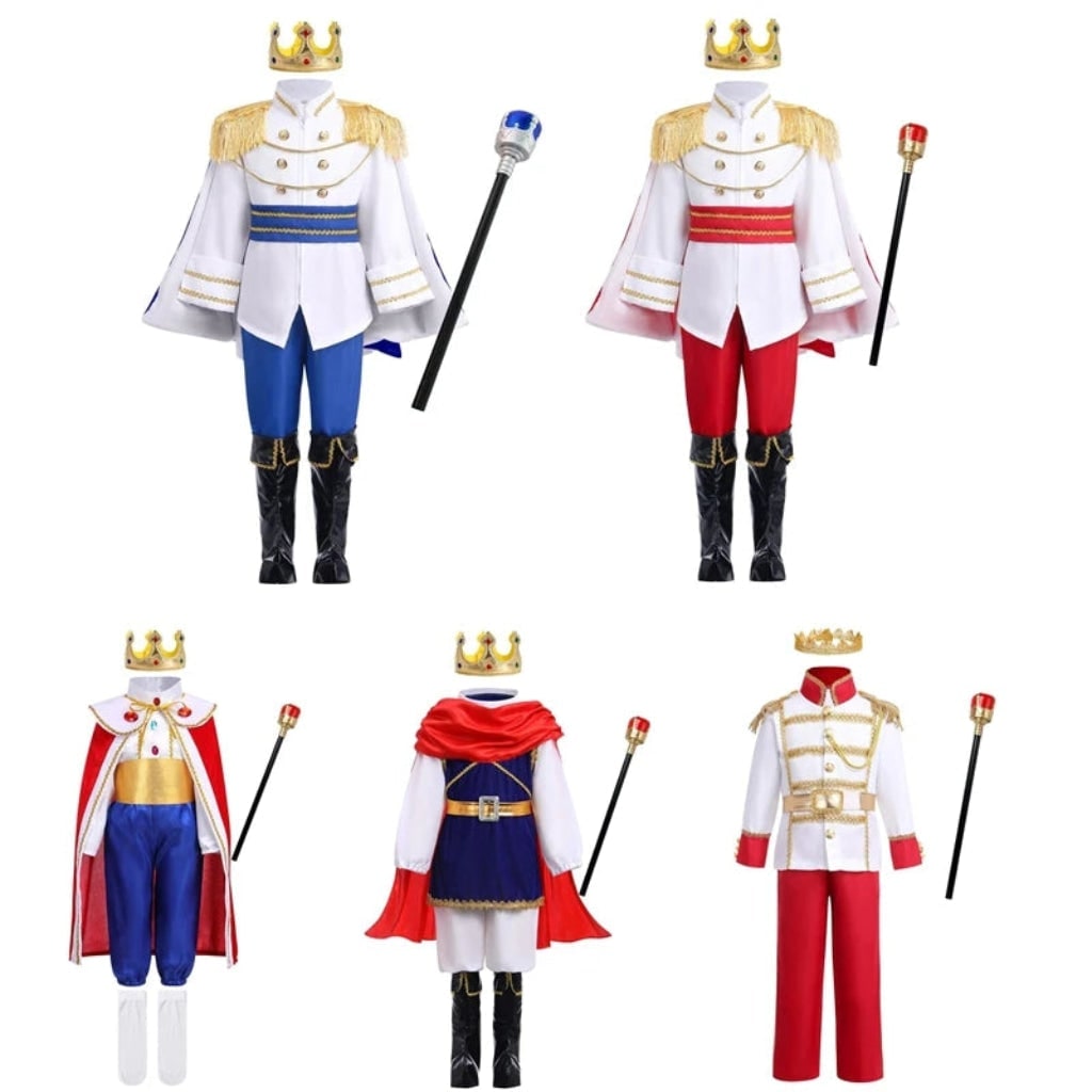 Majestic Prince Dress-Up Ensemble for Kids with Crown and Cape