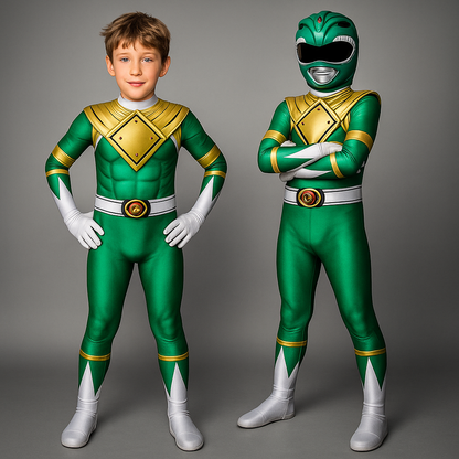 Kids' All-in-One Superhero Black Suit with Mask & Gloves