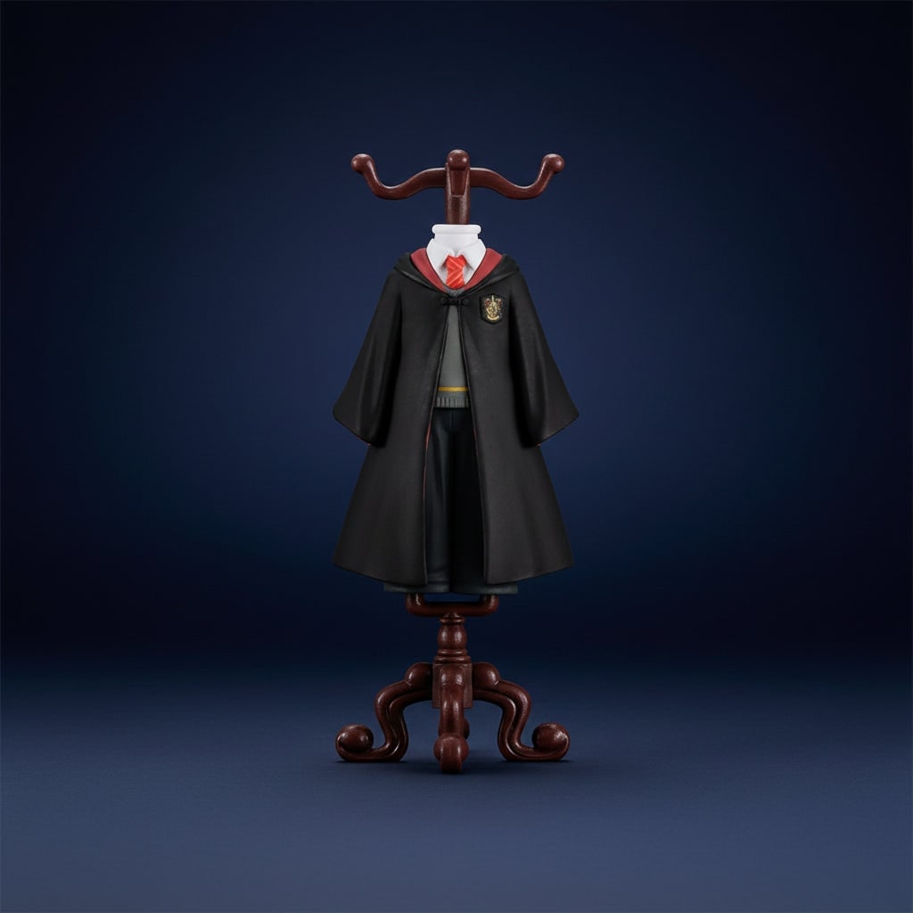 Enchanted Wizard Figurine with School Robe & Display Stand