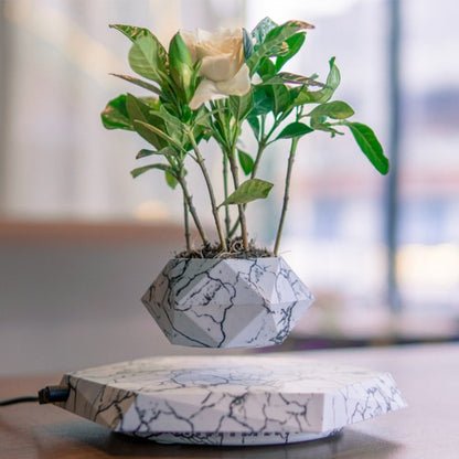 Magnetic Floating Planter with Elegant Marble Base and 360° Spin
