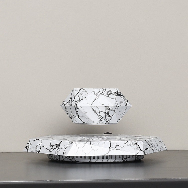 Floating Planter with Elegant Marble Base and 360-Degree Rotation