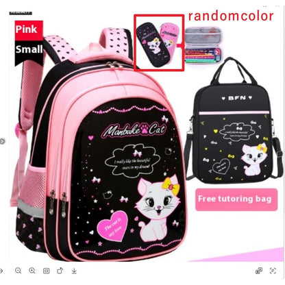Charming Cat-Themed Backpack Set with Lunch Box & Pencil Case