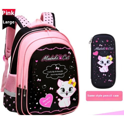 Charming Cat-Themed Backpack Set with Lunch Box & Pencil Case