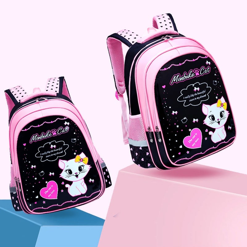 Charming Cat-Themed Backpack Set with Lunch Box & Pencil Case