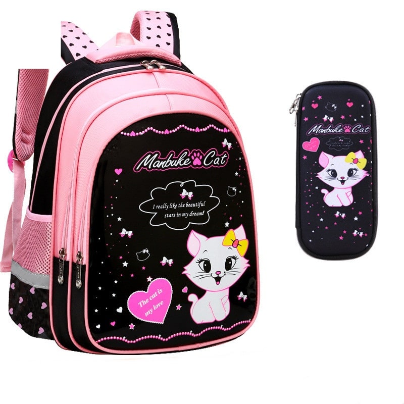 Charming Cat-Themed Backpack Set with Lunch Box & Pencil Case