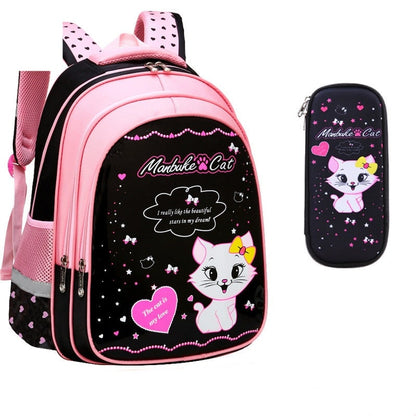 Charming Cat-Themed Backpack Set with Lunch Box & Pencil Case