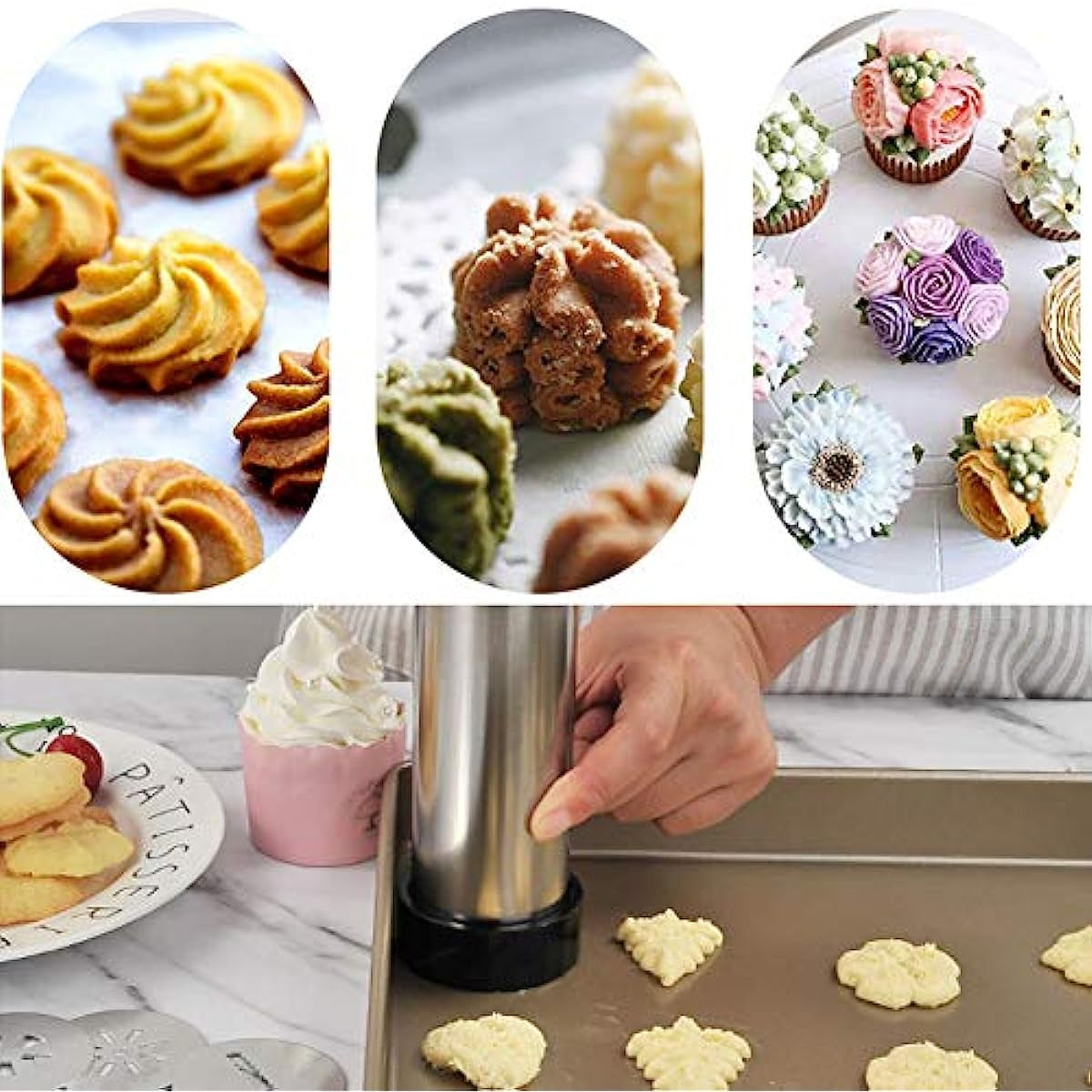 22-Piece Cookie Press and Decorating Set in Stainless Steel