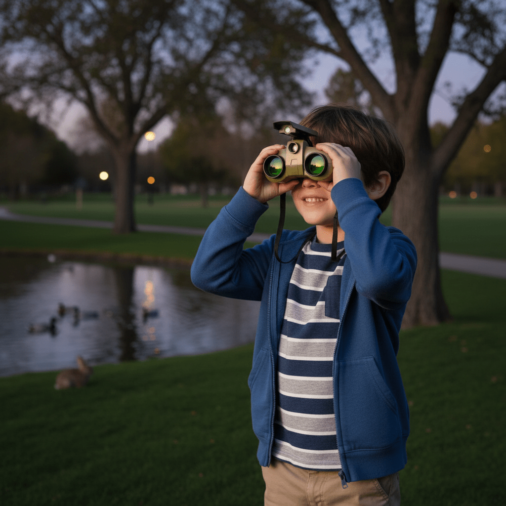 Binoculars for Children with Pop-Up Light, 4x Zoom, Adjustable Eyepieces