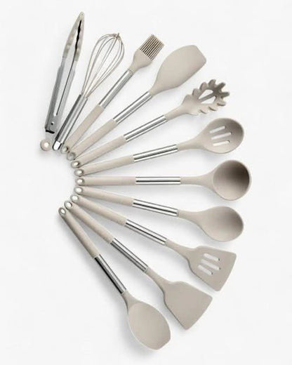 Culinary Craftsmanship – Elegant Utensil Collection with Silicone Tips