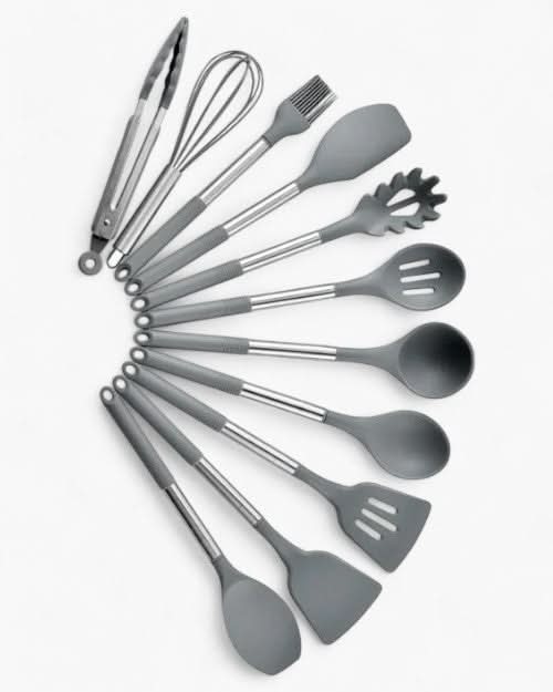 Culinary Craftsmanship – Elegant Utensil Collection with Silicone Tips