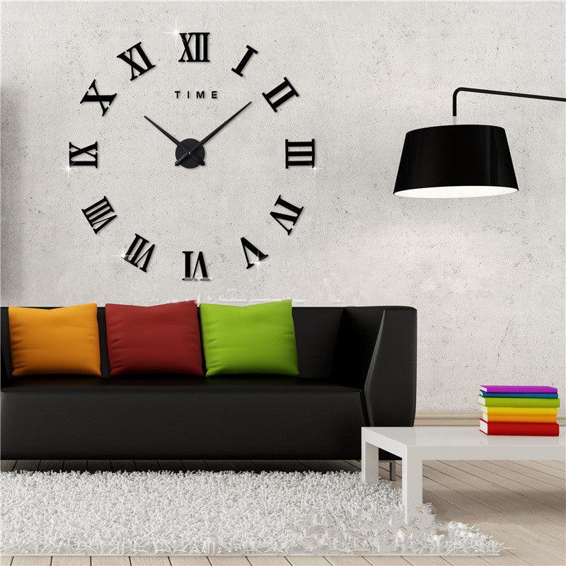 Wall Clock with Roman Numerals – Contemporary Silver Mirror Design