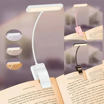 Flexible Gooseneck Clip-On Light – USB Rechargeable, 3 Colors, Dimmable, 80 Hours