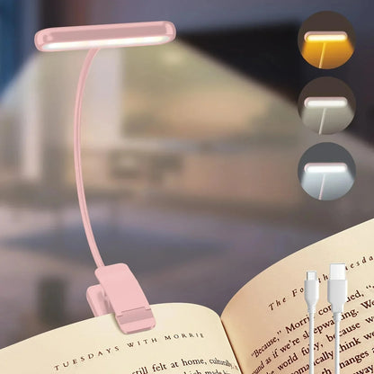 Flexible Gooseneck Clip-On Light – USB Rechargeable, 3 Colors, Dimmable, 80 Hours
